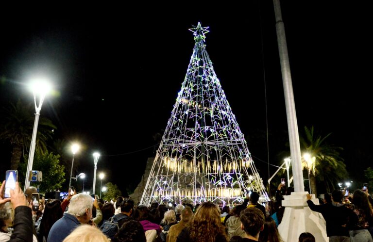 Emoción y tradición: el árbol navideño ya brilla en Villa Mercedes