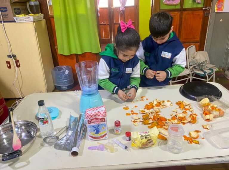 Pequeños científicos, grandes ideas: bolsas con cáscaras de mandarina