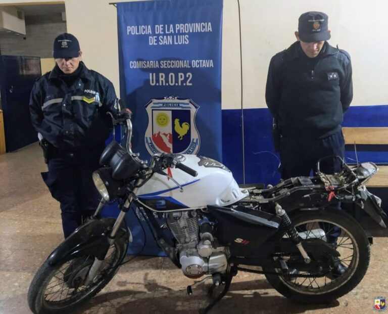 Tras varios allanamientos recuperaron una moto robada en Villa Mercedes