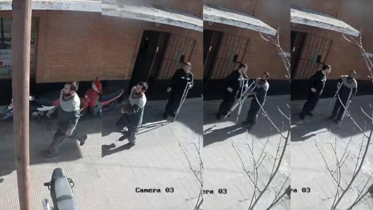 Dejó las muletas y corrió tras los ladrones: escena viral en San Luis