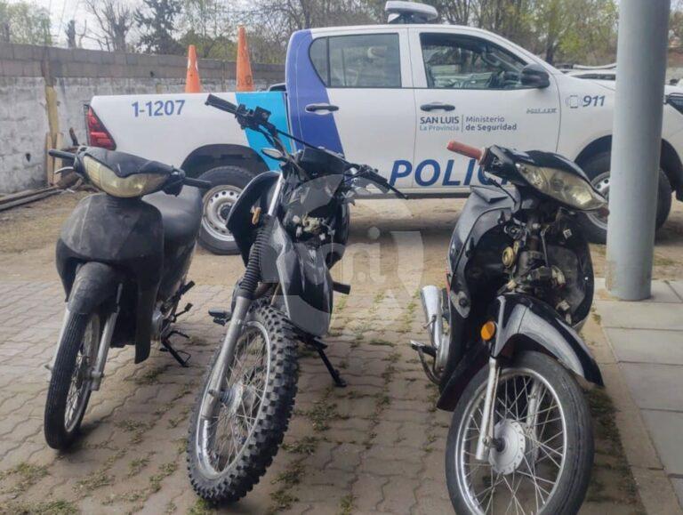 Recuperaron en Villa Mercedes tres motos robadas en Fraga