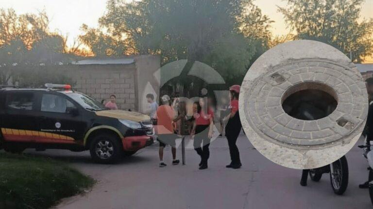 Rescataron a un niño que cayó a una cloaca en Villa Mercedes