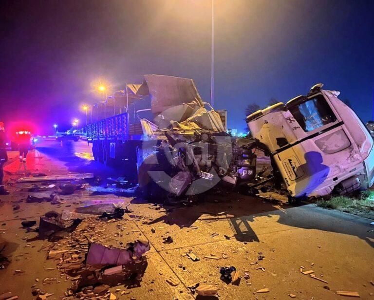 Choque entre dos camiones en la Autopista de las Serranías Puntanas